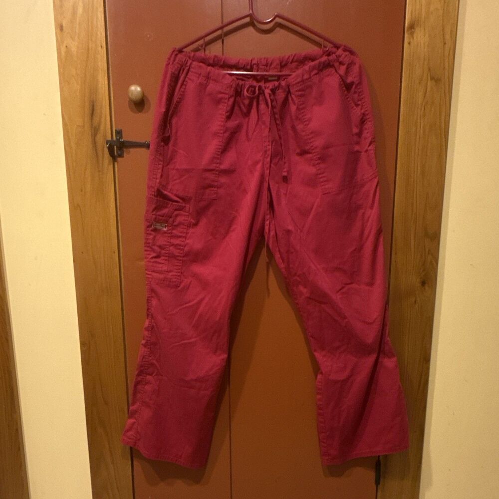 Cherokee Workwear Women's Petite Pink Solid Scrub Pants Drawstring Waist